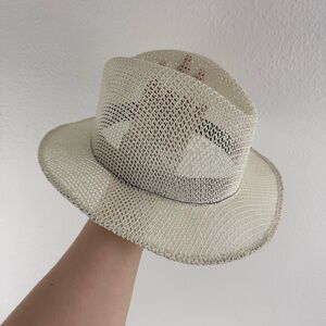 Sombreros Super Finos Del Centro Vintage Mens White Wicker Panama Fedora Hat